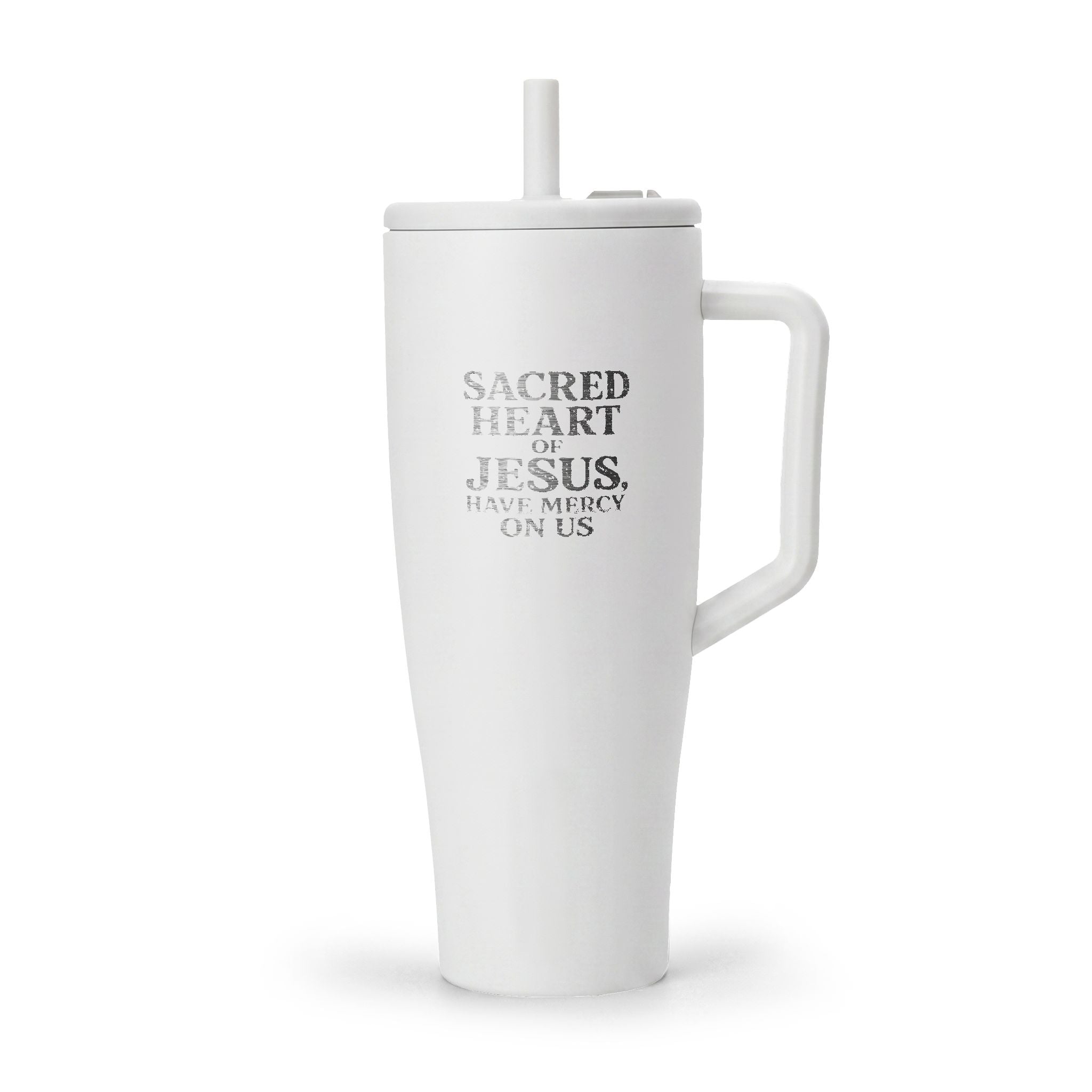 BrüMate Engraved 40oz Insulated Tumbler with Handle — Sacred Heart Jesus Design