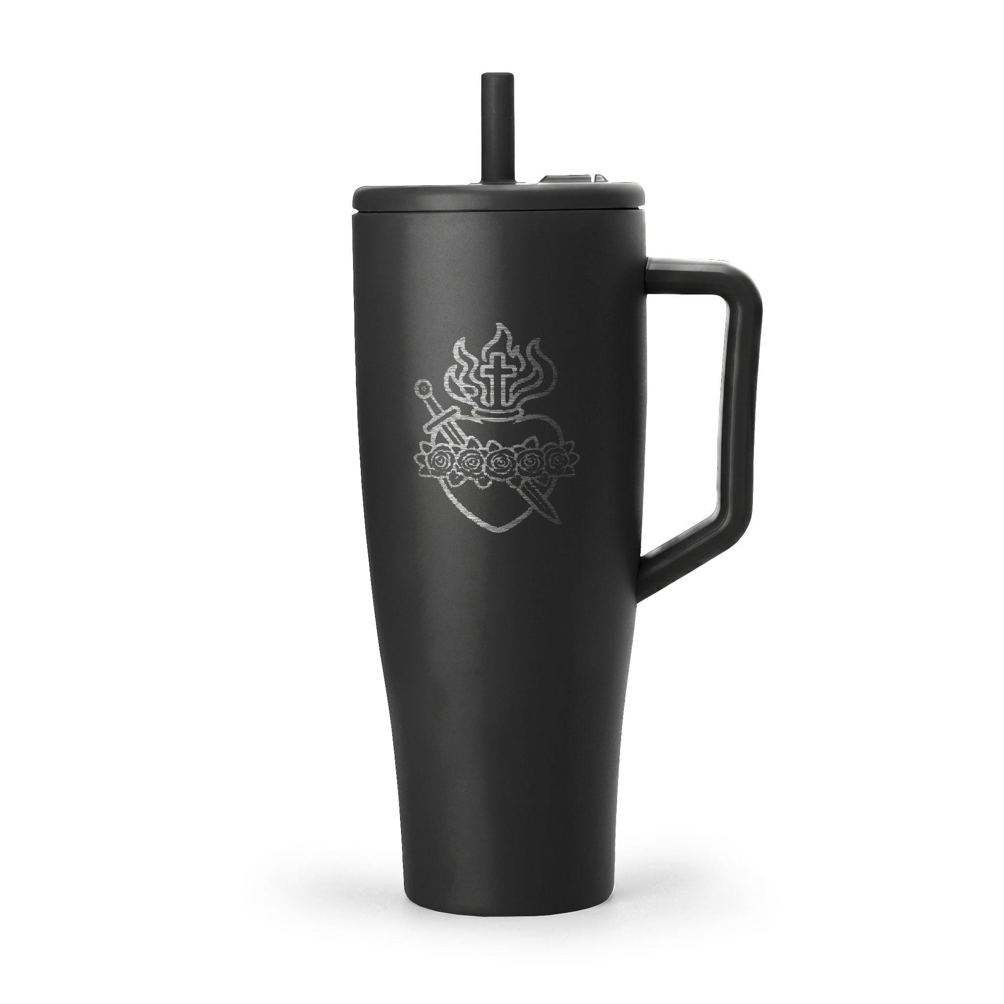 BrüMate Engraved 40oz Insulated Tumbler with Handle — Sacred Heart Jesus Design