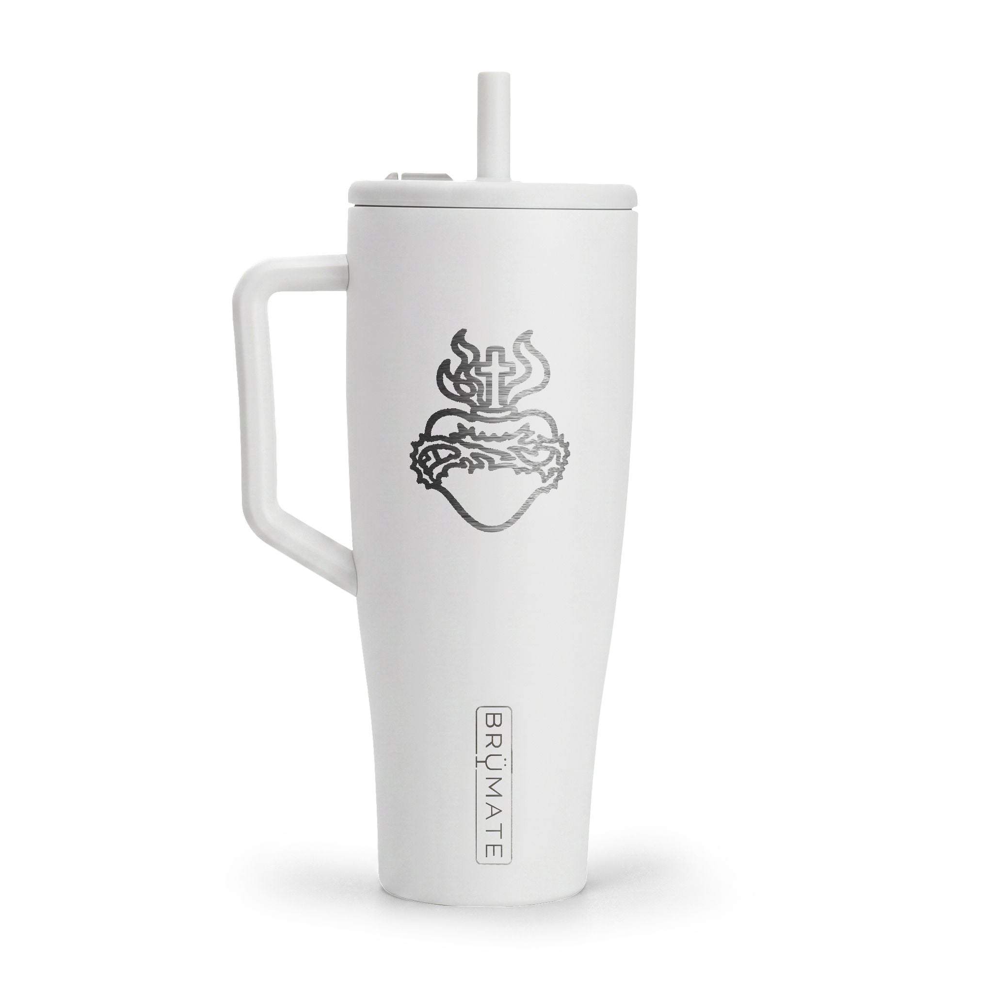 BrüMate Engraved 40oz Insulated Tumbler with Handle — Sacred Heart Jesus Design