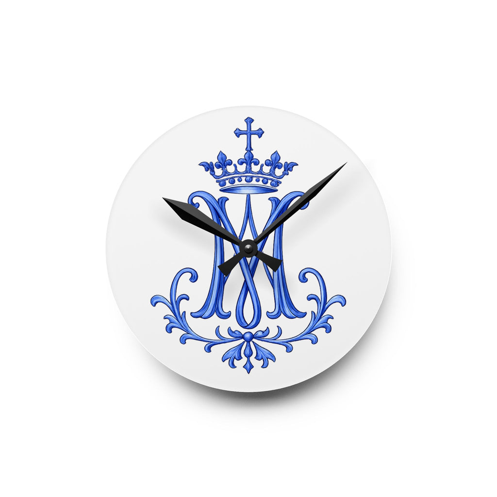 Monogram M Crown Acrylic Wall Clock — Royal Blue Decorative Clock