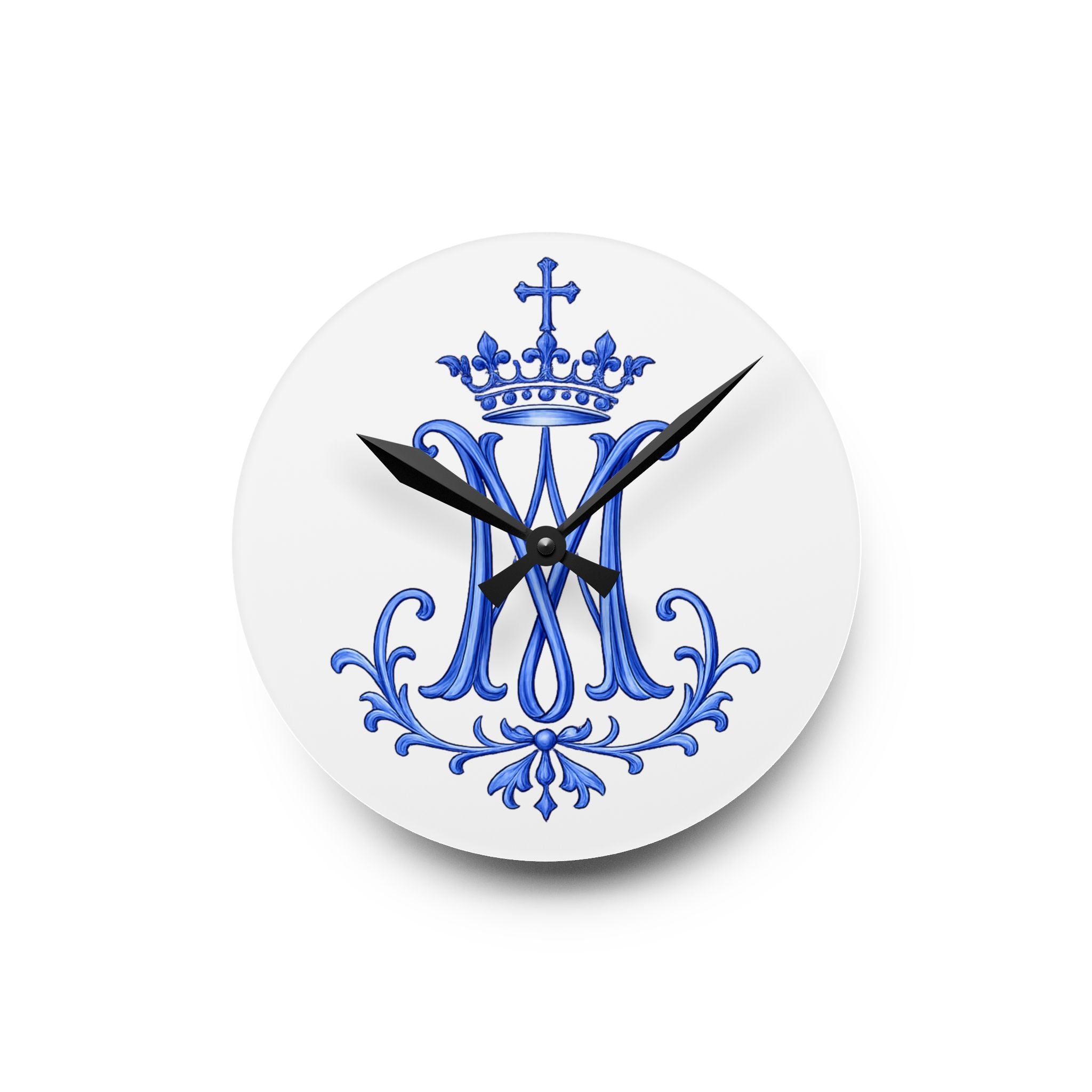 Monogram M Crown Acrylic Wall Clock — Royal Blue Decorative Clock